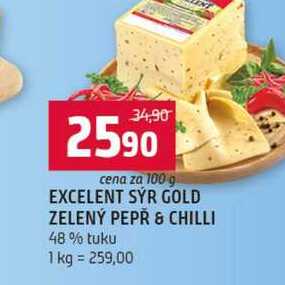 EXCELENT SÝR GOLD ZELENÝ PEPŘ & CHILLI 48% tuku