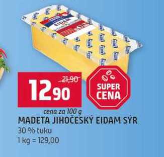 MADETA JIHOČESKÝ EIDAM SÝR 30% tuku 100g