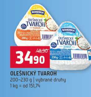 OLEŠNICKÝ TVAROH 200-230 g vybrané druh