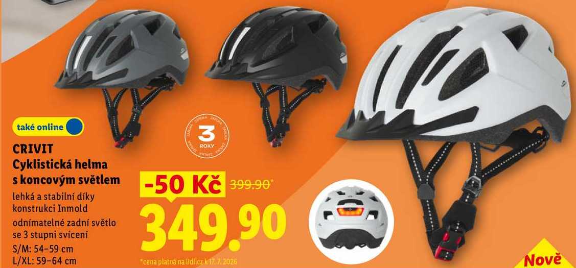 CRIVIT Cyklistická helma s koncovým světlem