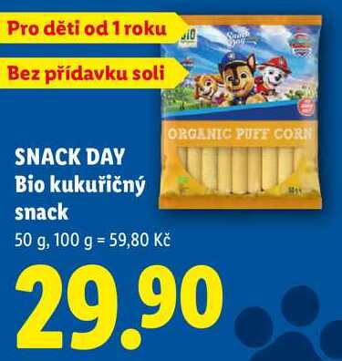 SNACK DAY Bio kukuřičný snack, 50 g
