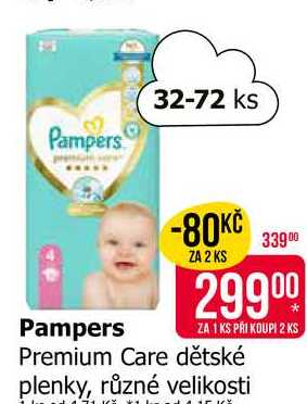 Pampers Premium Care dětské plenky, různé velikosti 
