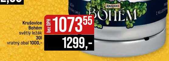 Krušovice Bohém světlý ležák 30l