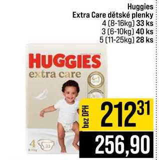 Huggies Extra Care dětské plenky extra care 4 8-16kg 33 ks 3 6-10kg 40 ks 5 11-25kg 28 ks