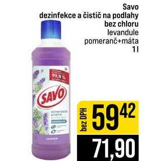 Savo dezinfekce a čistič na podlahy bez chloru levandule pomeranč+máta 1l