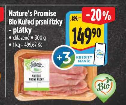 Nature's Promise Bio Kuřecí prsní řízky - plátky 300 g
