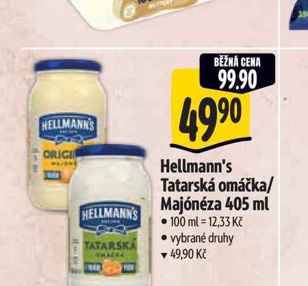 Hellmann's Tatarská omáčka/ Majónéza 405 ml