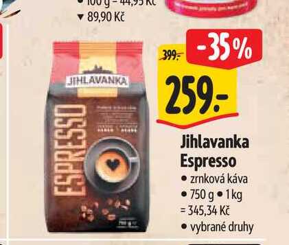 Jihlavanka Espresso zrnková káva 750 g
