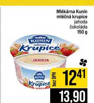 Mlékárna Kunín mléčná krupice jahoda čokoláda 150 g 