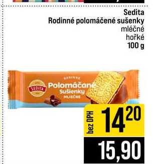 Sedita Rodinné polomáčené sušenky mléčné hořké 100 g