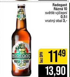 Radegast Rázná 10 světlé výčepní 0,5l