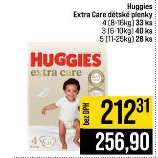 Huggies Extra Care dětské plenky HUGGIES extra care 4 8-16kg 33 ks 3 6-10kg 40 ks 5 11-25kg 28 ks