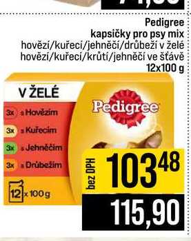 Pedigree kapsičky pro psy mix hovězí kuřecí jehněčí drůbeží v želé hovězí kuřecí krůtí jehněčí ve šťávě 12x100 g