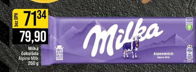 Milka čokoláda Alpine Milk 250 g