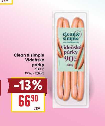 Clean & simple Vídeňské párky 180 g
