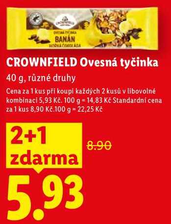 CROWNFIELD Ovesná tyčinka, 40 g