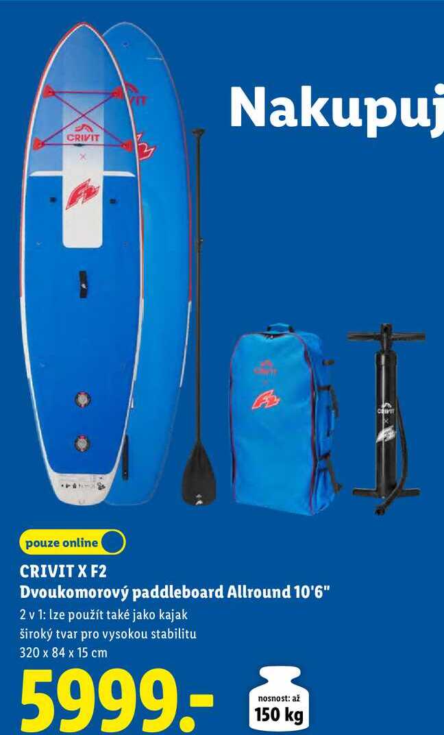 CRIVIT X F2 Dvoukomorový paddleboard Allround 10'6"