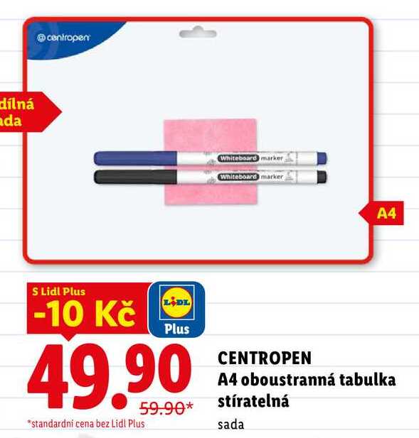 CENTROPEN A4 oboustranná tabulka stíratelná
