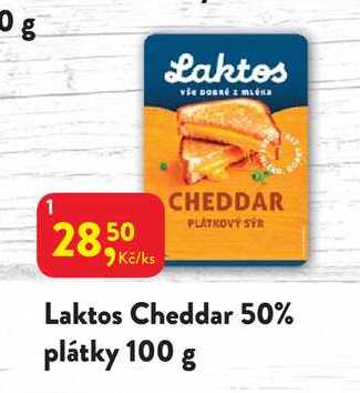 Laktos Cheddar 50% plátky 100 g 