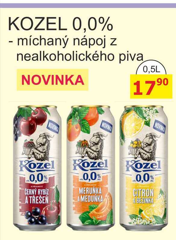 KOZEL 0,0% - míchaný nápoj z nealkoholického piva 0,5L