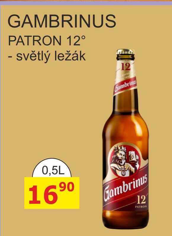 GAMBRINUS PATRON 12° - světlý ležák 0,5l