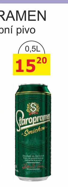 STAROPRAMEN světlé výčepní pivo 0,5L plech