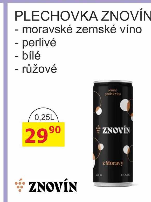 PLECHOVKA ZNOVÍN - moravské zemské víno 0,25L