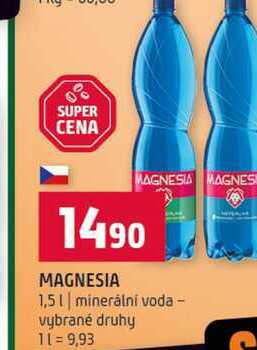 MAGNESIA 1,5l minerální voda vybrané druhy 
