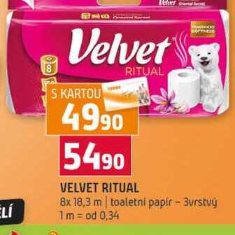 VELVET RITUAL 8x 18,3 m toaletní papír 3vrstvý 