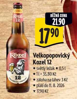Velkopopovický Kozel 12, 0,5 l 