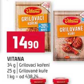 VITANA 34 g Grilovací kořeni 25 g Grilované kuře