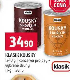 KLASIK 1240 g konzerva pro psy vybrané druhy