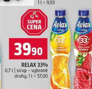 RELAX 33% 0,7l sirup vybrané druhy