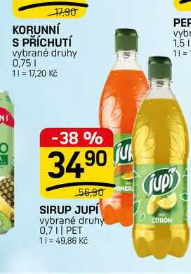 SIRUP JUPÍ vybrané druhy 0,7l