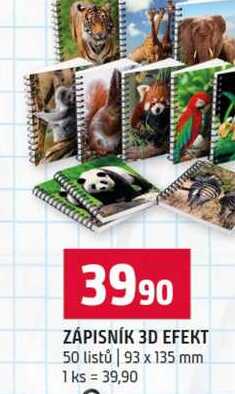 ZÁPISNÍK 3D EFEKT 50 listů 93 x 135 mm