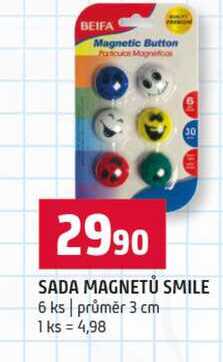 SADA MAGNETŮ SMILE 6 ks průměr 3 cm