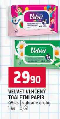 VELVET VLHČENÝ TOALETNÍ PAPÍR 48 ks vybrané druhy