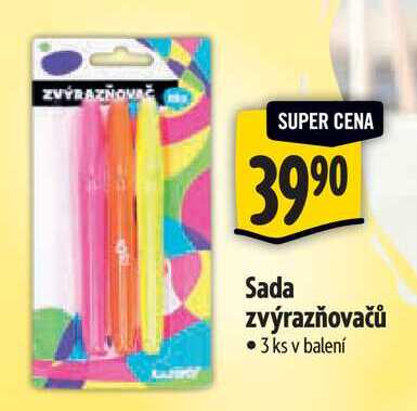 Sada zvýrazňovačů,  3 ks v balení 