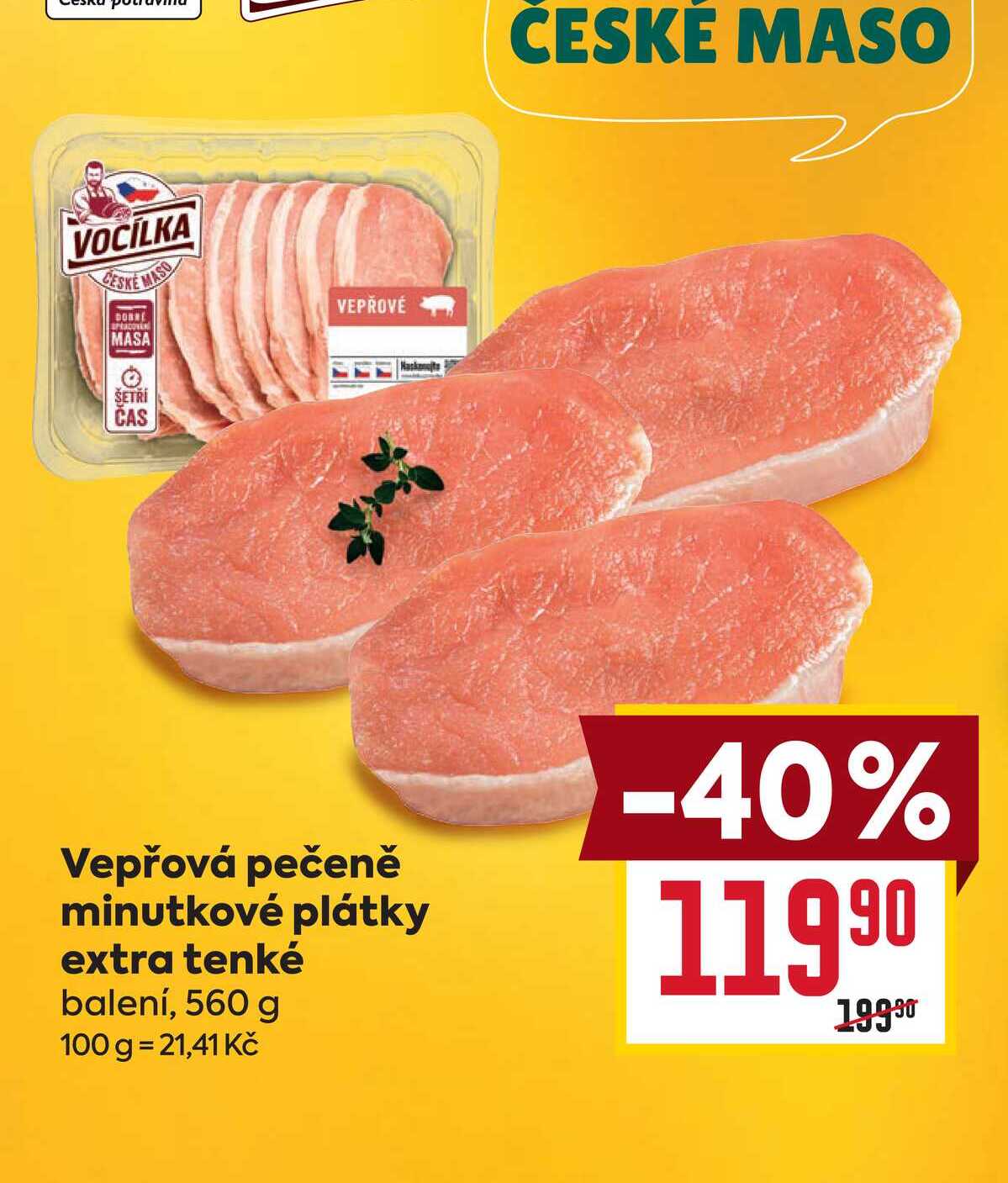 Vepřová pečeně minutkové plátky extra tenké balení, 560 g