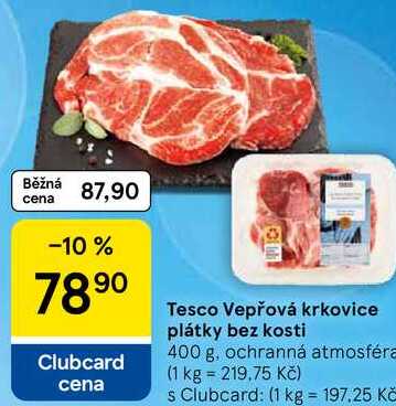 Tesco Vepřová krkovice plátky bez kosti, 400 g