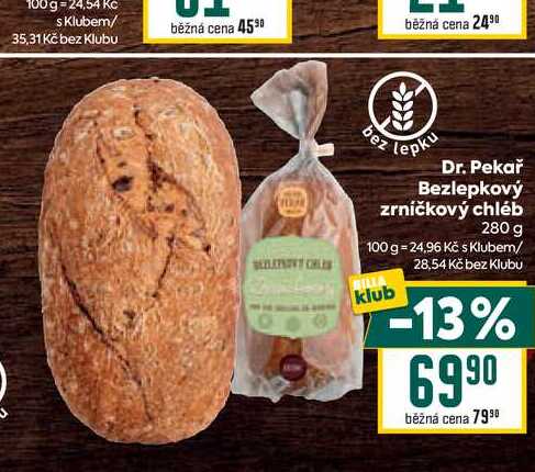Dr. Pekař Bezlepkový zrníčkový chléb 280 g 