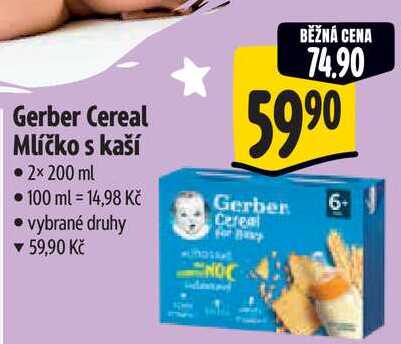 Gerber Cereal Mlíčko s kaší, 2x 200 ml