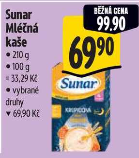 Sunar Mléčná kaše, 210 g 