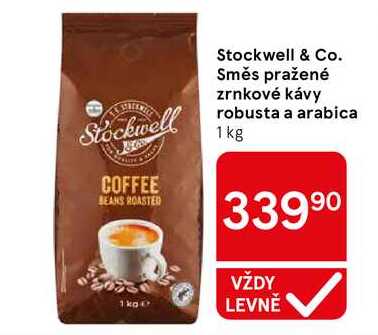 Stockwell & Co. Směs pražené zrnkové kávy robusta a arabica, 1kg