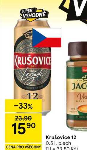 Krušovice 12, 0.5 l, plech