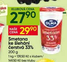 OLMA Smetana ke šlehání čerstvá 33% 200 g