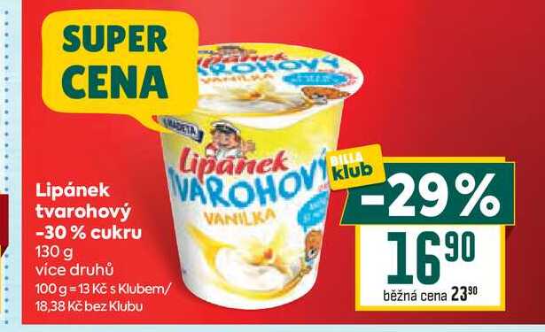 Lipánek tvarohový -30% cukru 130 g 