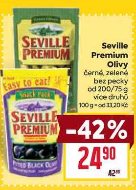 Seville Premium Olivy černé, zelené bez pecky od 200/75 g