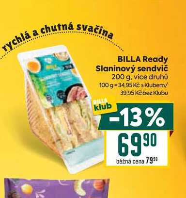 BILLA Ready Slaninový sendvič 200 g 