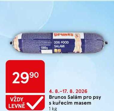 Brunos Salám pro psy s kuřecím masem, 1 kg